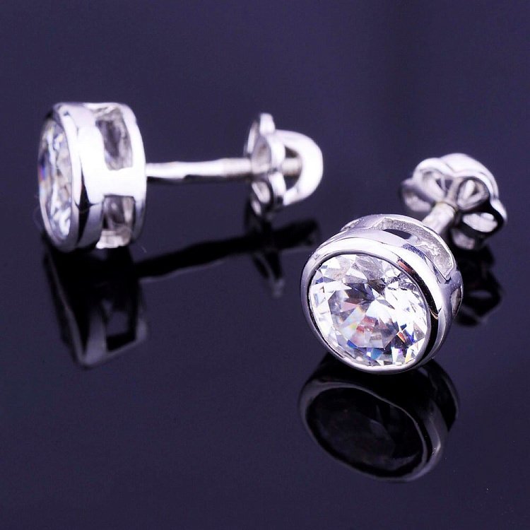 Золоті сережки-пусети з фіанітом с02924 від ювелірного магазину Онікс - 1