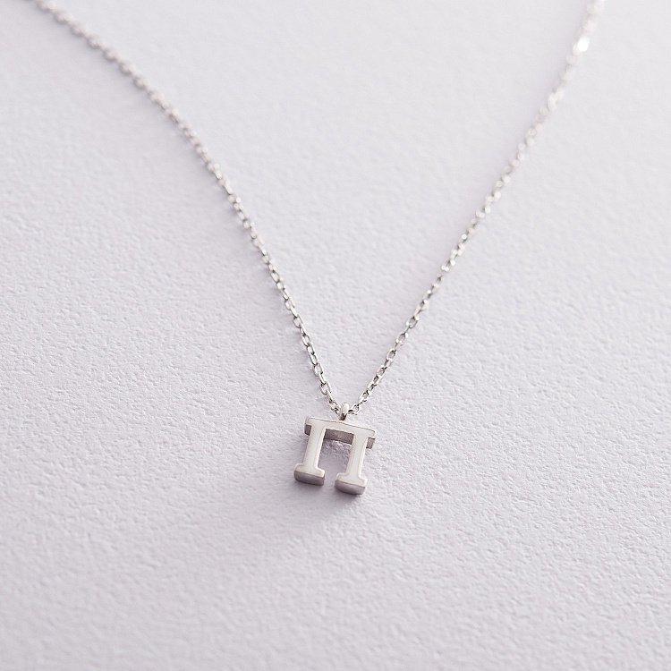 Срібне кольє з буквою П 18963б від ювелірного магазину Онікс