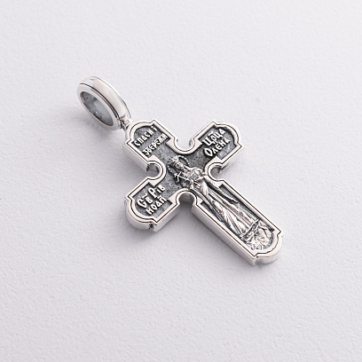 Срібний хрест "Розп'яття Ісуса Христа. Св. рівноапостольна цариця Олена. Спаси та Збережи" 1758 №4