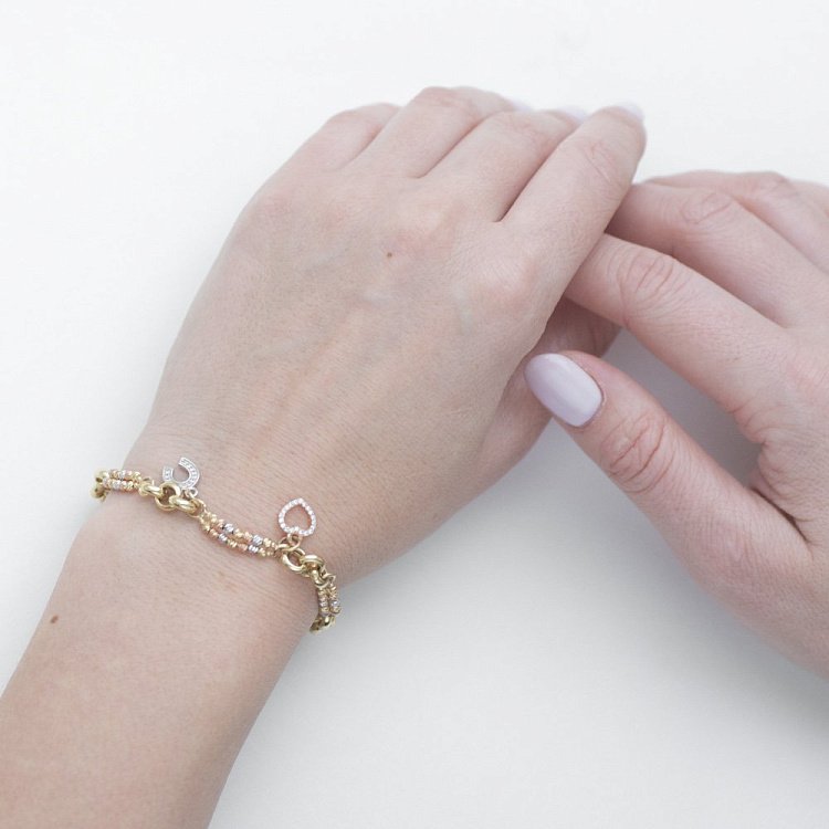 Золотой браслет (фианиты) б02375 от ювелирного магазина Оникс - 2