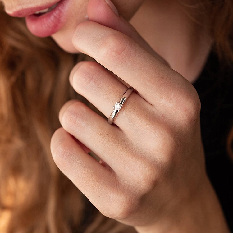 Заручальна золота каблучка з діамантом кб0413 від ювелірного магазину Онікс - 5