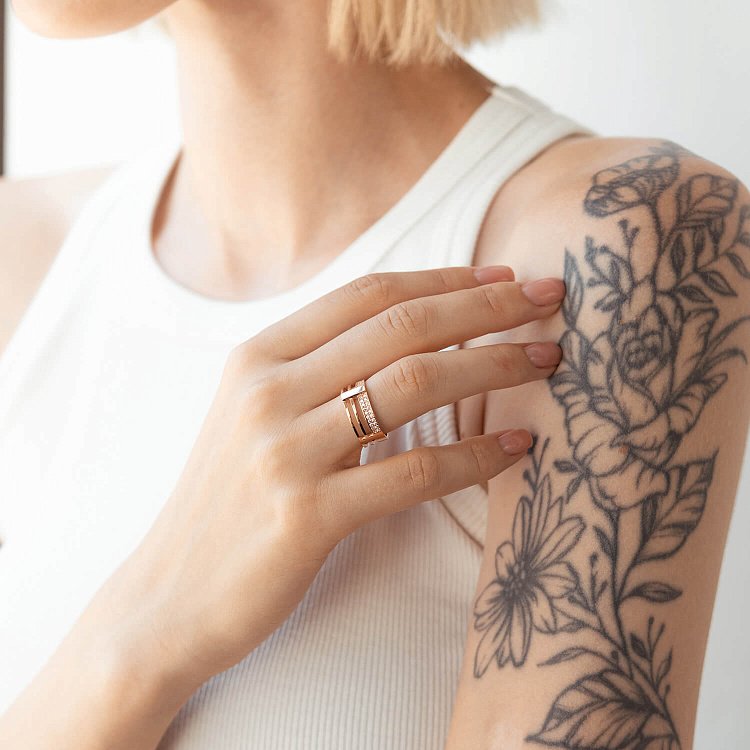 Каблучка в червоному золоті (фіаніти) к07041 від ювелірного магазину Онікс - 4