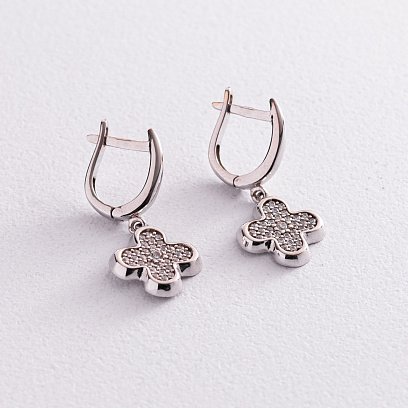 Золоті сережки "Конюшина" (фіаніти) с04530 №3