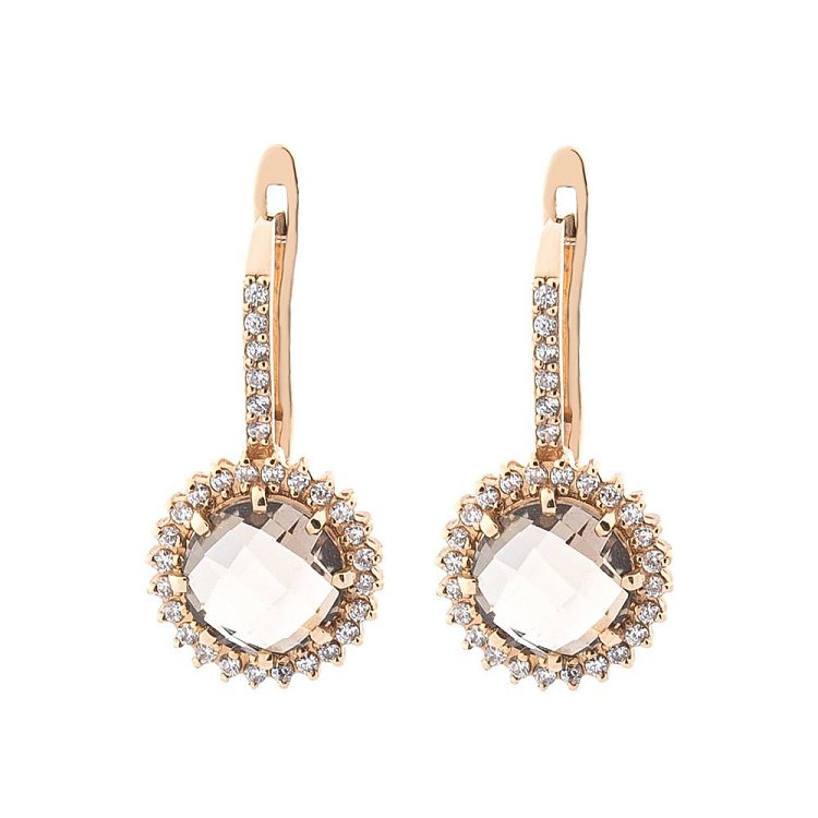 Золоті сережки з раухтопазом і фіанітами 14048558р від ювелірного магазину Онікс