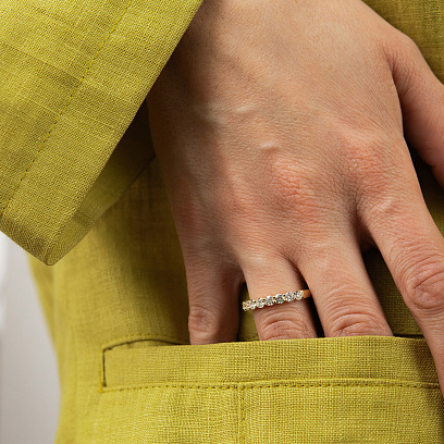 Золота каблучка з доріжкою діамантів кб0682ri №5