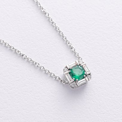 Золоте кольє (діаманти, смарагд) колб0141ca