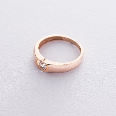 Золота каблучка Серце з фіанітом к06414 №4