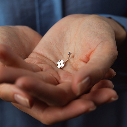 Срібний пірсинг у пупок "Конюшина" 26013 №2