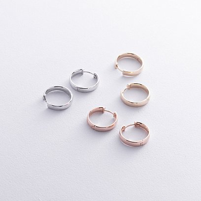 Серьги - кольца в белом золоте с08653 №3