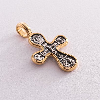 Серебряный крестик с позолотой "Распятие. Божия Матерь Оранта" 131672