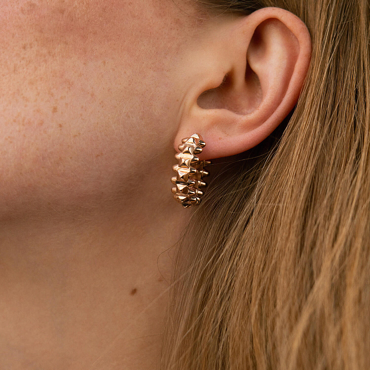 Серьги - кольца "Gemma" в красном золоте с08701 от ювелирного магазина Оникс - 3