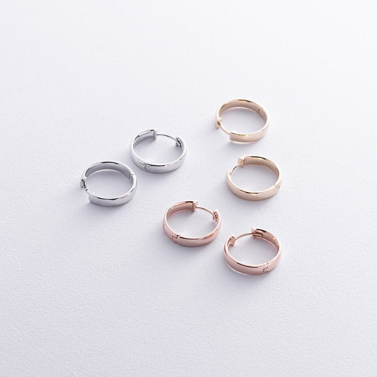 Серьги - кольца в белом золоте с08653 от ювелирного магазина Оникс - 2