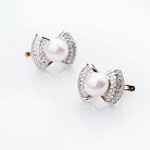 Золоті сережки "Бантики" з перлами і фіанітами 03-0900.0.4310 от ювелирного магазина Оникс