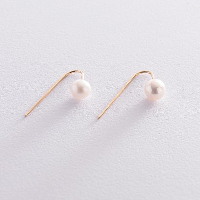 Золоті сережки "Витонченість" (перли) с07325 №2
