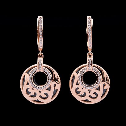 Ексклюзивні золоті сережки с03936 №6