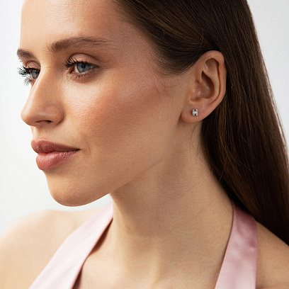 Серьги - пусеты в белом золоте (бриллианты) сб0695va №2