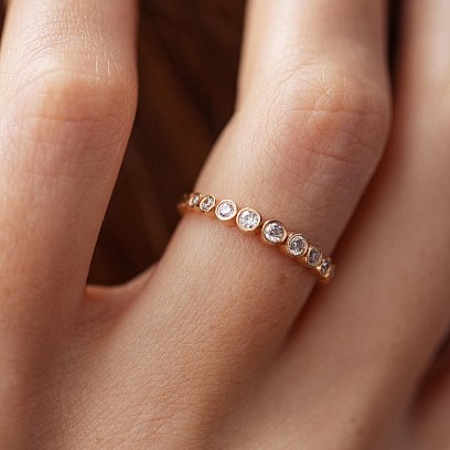 Золота каблучка з фіанітами к07571 №6