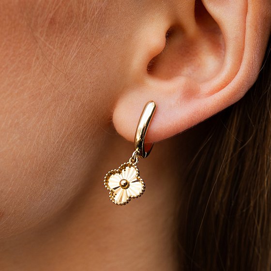 Сережки "Конюшина" в жовтому золоті с09474 №5