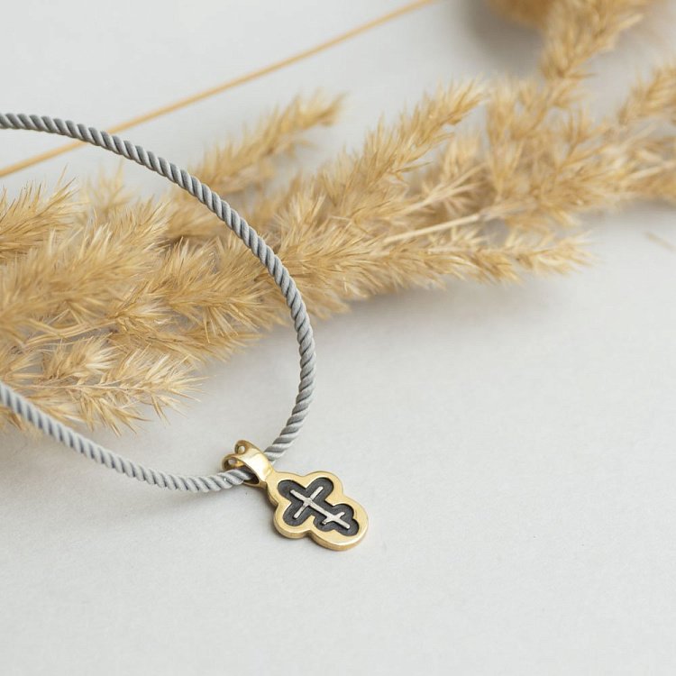 Срібний хрестик православний з позолотою 131768 від ювелірного магазину Онікс - 4