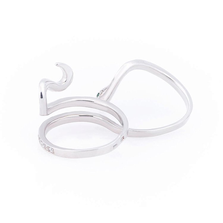 Каблучка "Змія" (фіаніти, родій) 111280 від ювелірного магазину Онікс - 6