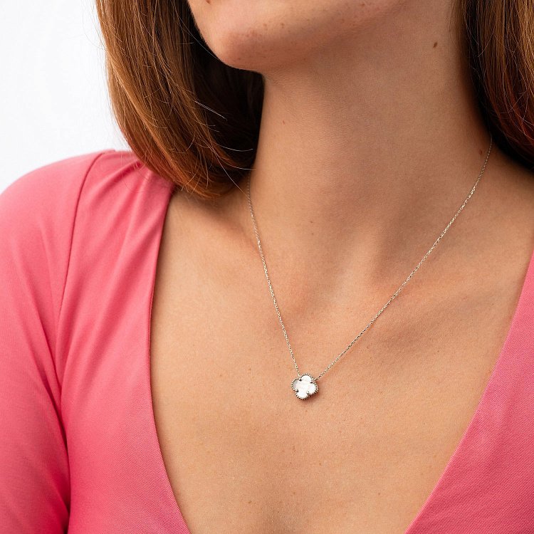 Кольє з білого золота "Конюшина" (перламутр) кол01665 від ювелірного магазину Онікс - 2