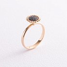 Золотое кольцо "Подсолнух" с черными бриллиантами 226153122 от ювелирного магазина Оникс - 4