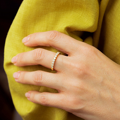 Золотое кольцо с дорожкой бриллиантов кб0684ri №2