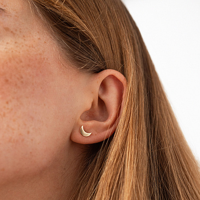 Серьги - пусеты "Луна" (желтое золото) с09239 №6