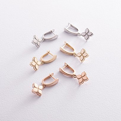 Сережки "Конюшина" в червоному золоті с08457 №5