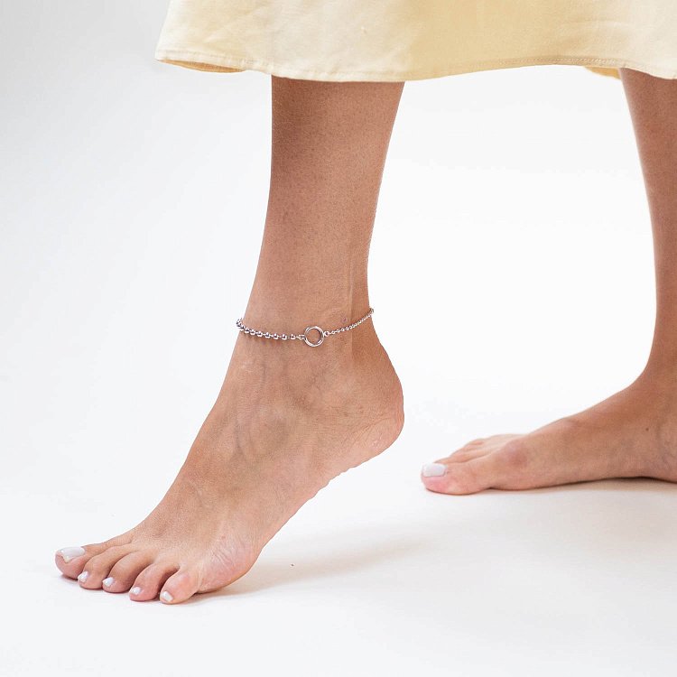 Срібний кульковий браслет "Кругообіг" на ногу 141486 від ювелірного магазину Онікс - 3