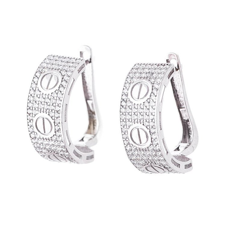 Золотые серьги с фианитами c04934 от ювелирного магазина Оникс