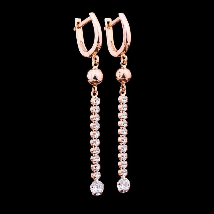 Золоті сережки з фіанітами с01302 від ювелірного магазину Онікс