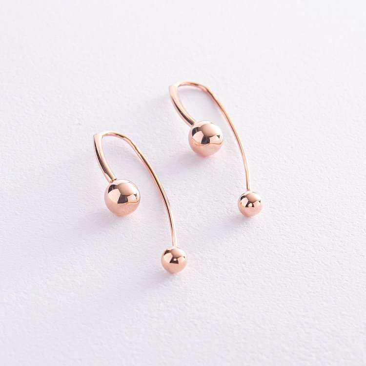 Золотые серьги "Вдохновение" с шариками с07982 от ювелирного магазина Оникс