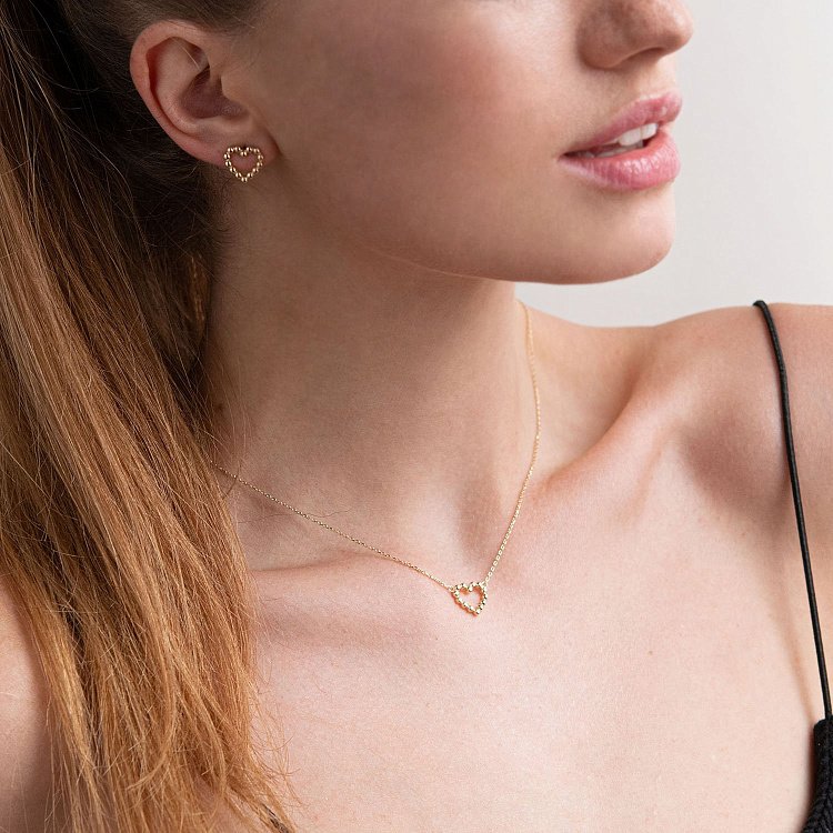 Колье "Влюбленное сердце" в желтом золоте кол01987 от ювелирного магазина Оникс - 1