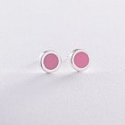 Срібні сережки - пусети (рожева емаль) 122657 от ювелирного магазина Оникс