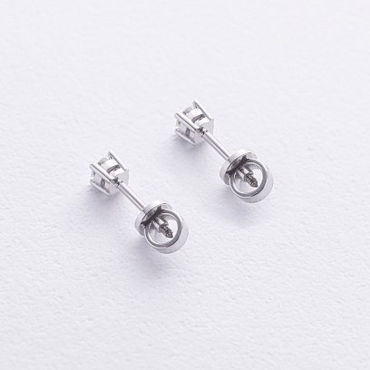 Серьги - пусеты с бриллиантами (белое золото) 314771121 №3