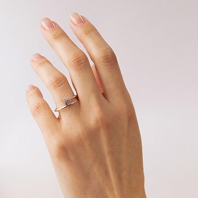 Каблучка "Цвях" у білому золоті (фіаніти) к08439 №4