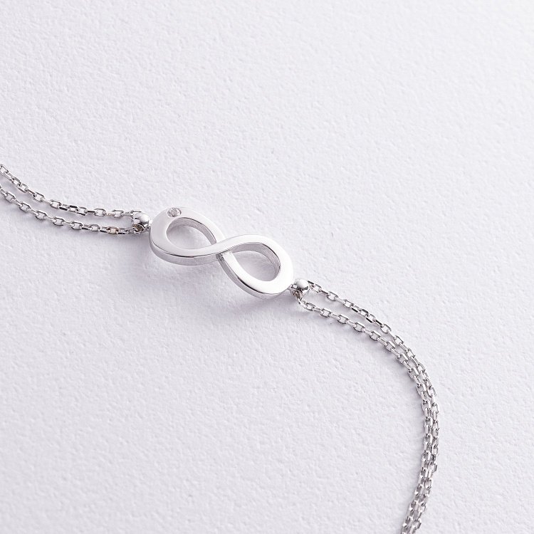 Браслет "Бесконечность" в белом золоте (фианит) б04856 от ювелирного магазина Оникс - 2