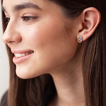 Сережки - пусети "Ейпріл" з топазами (жовте золото) с08225 №8