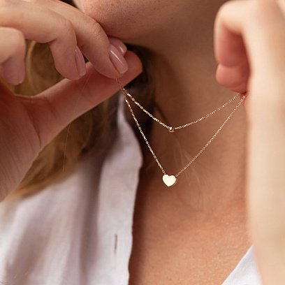 Подвійне золоте кольє "Кулька і серце" кол02274 №2