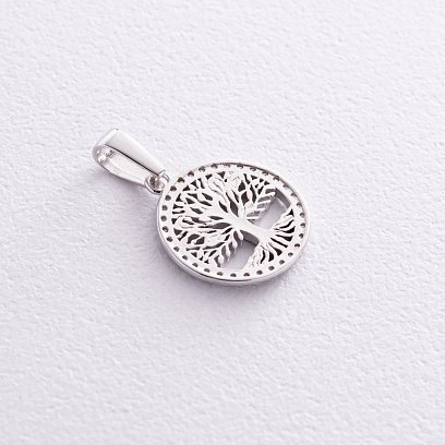﻿Кулон "Древо життя" з фіанітами (біле золото) п03820 №5