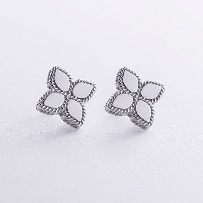 Серебряные серьги - пусеты "Клевер" 7084