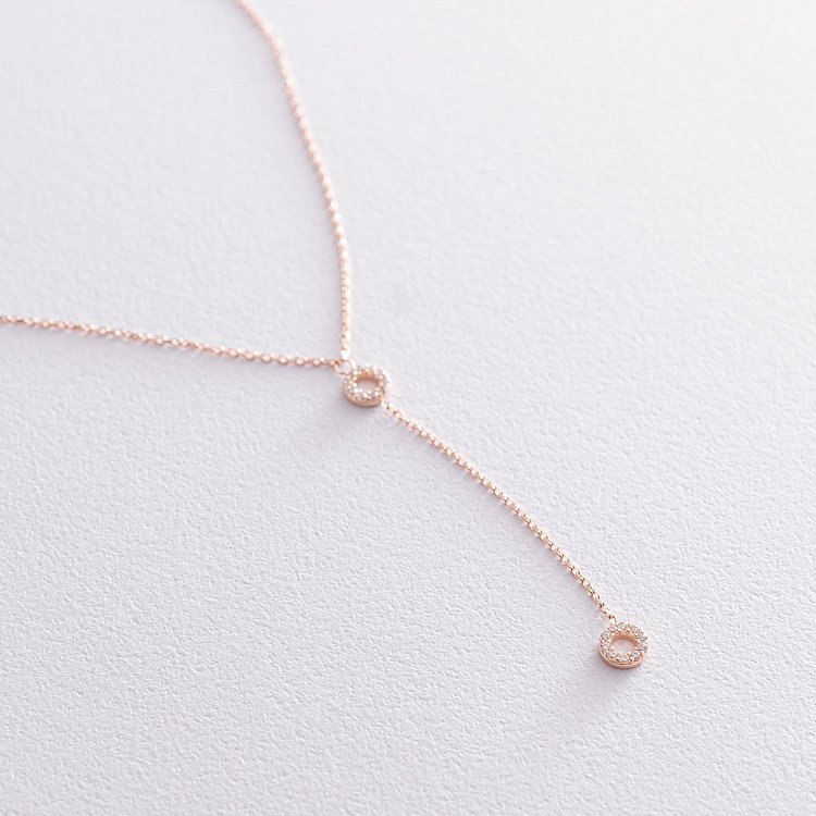 Кольє "Кружечки" в червоному золоті (фіаніти) кол01830 від ювелірного магазину Онікс