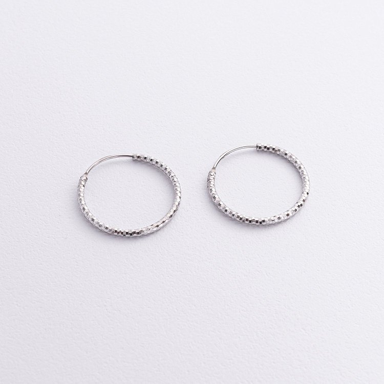 Серьги - кольца в серебре (2.4 см) 122960 от ювелирного магазина Оникс - 2