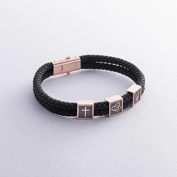 Чоловічий браслет "Love God. Love Family. Love Ukraine" (червоне золото) 537901300 від ювелірного магазину Онікс