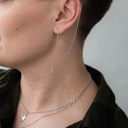 Срібна сережка - каффа "Свобода" 122739 №3