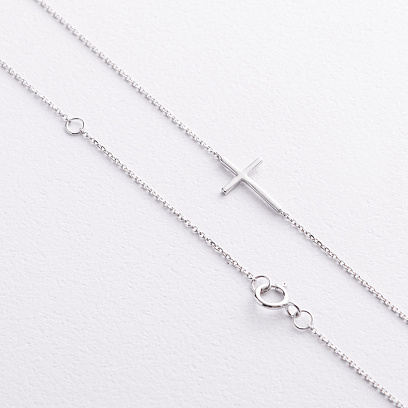 Золоте кольє "Хрестик" з діамантами колб0187va №3