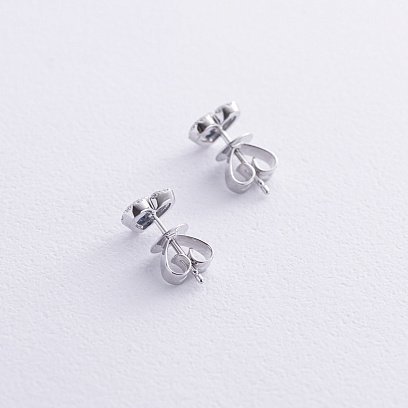 Золоті сережки - пусети "Сердечки" (діаманти, сапфіри) сб0523cha №5