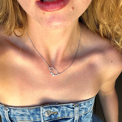 Колье "Карта Украины" в серебре 4034с №11