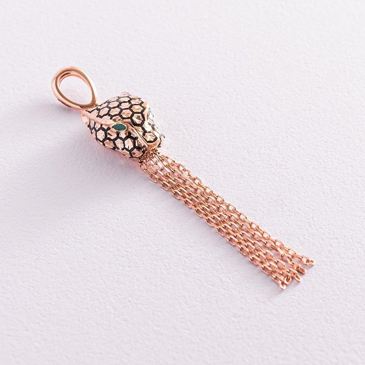 Золотий кулон "Пантера" (емаль, фіаніти) п03634 від ювелірного магазину Онікс